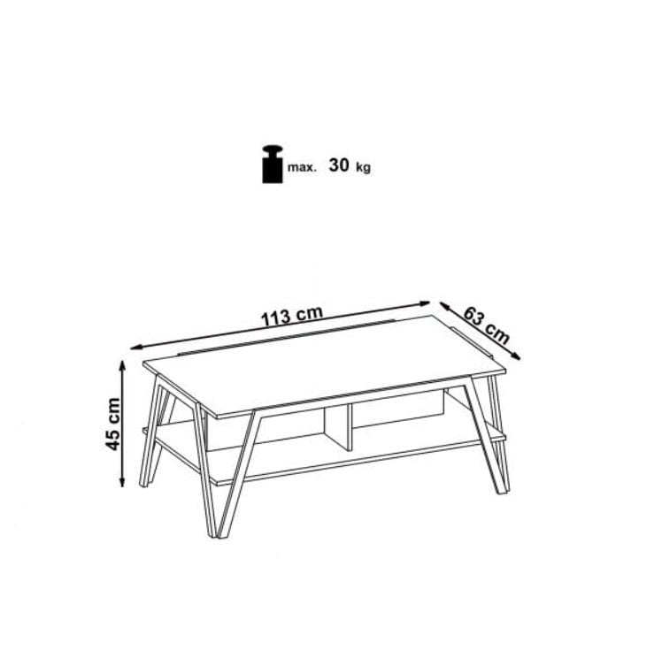 Masa de cafea din MDF si metal Virote Stejar / Negru, L113xl63xH45 cm (11)