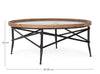 Masa de cafea din sticla, lemn de brad si metal Evans Round Transparent / Natural / Negru, Ø100xH42 cm (5)