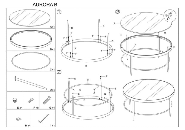 Masa de cafea din sticla si metal Aurrera B Maro / Crom, Ø82xH40 cm (2)