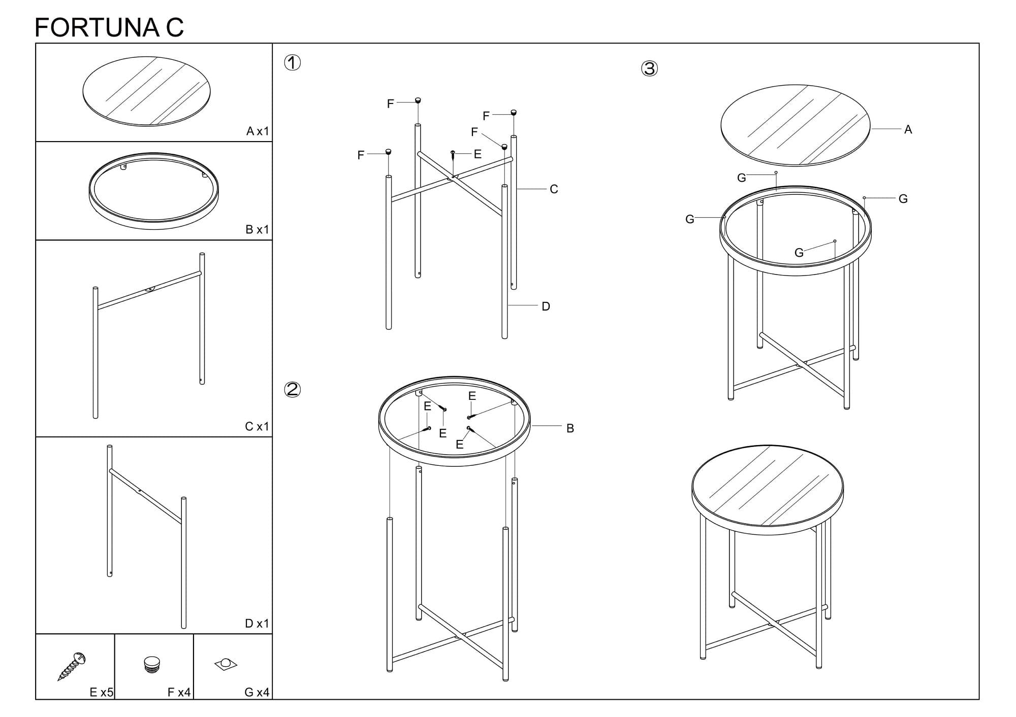 Masa de cafea din sticla si metal Fortino C Maro / Auriu, Ø43xH46 cm (4)