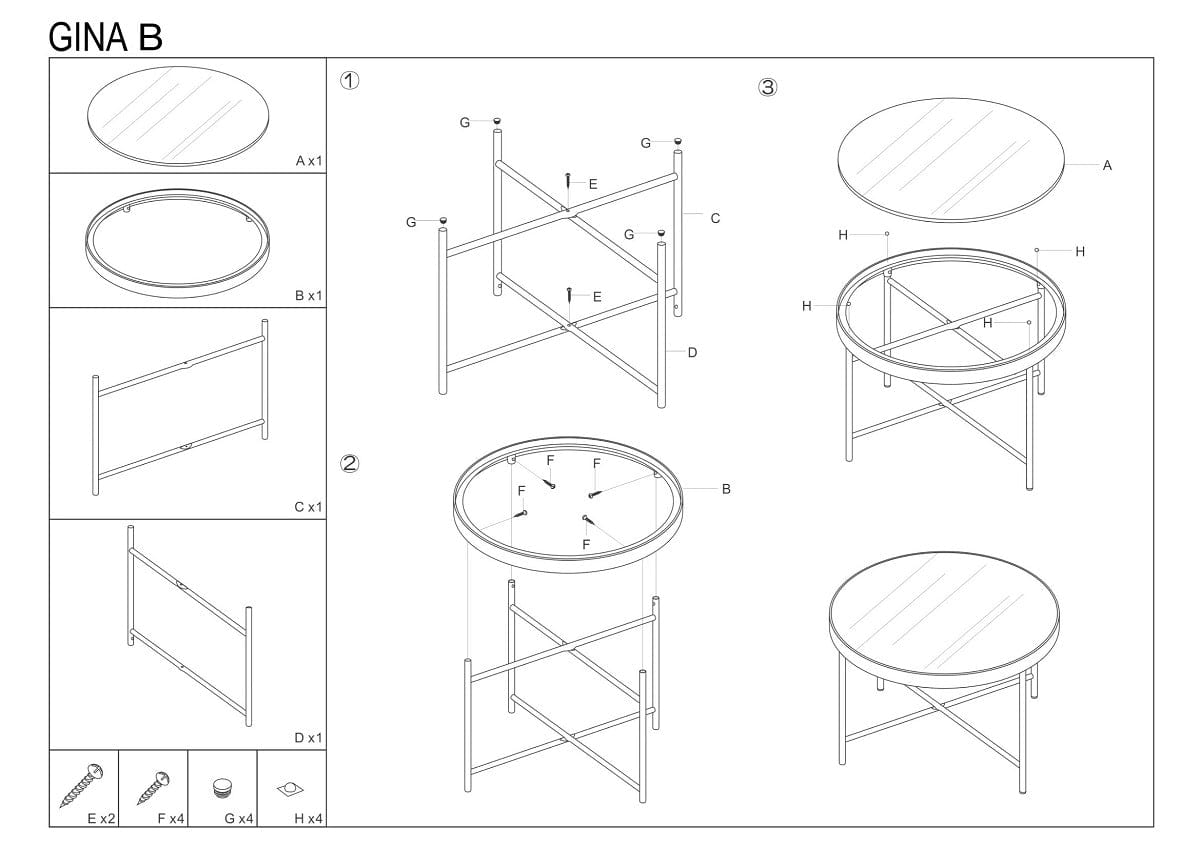 Masa de cafea din sticla si metal Gilbert B Negru / Crom, Ø82xH40 cm (1)