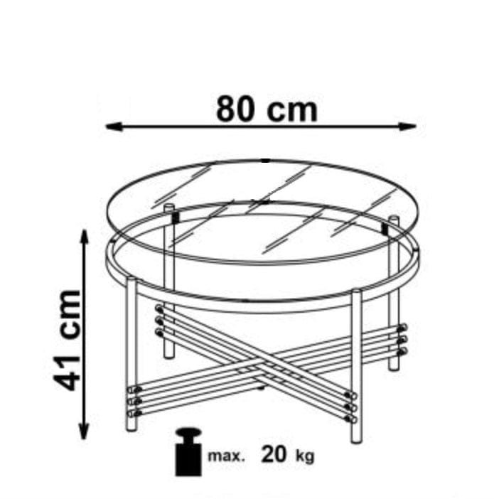 Masa de cafea din sticla si metal, Ismail Negru / Auriu, Ø80xH41 cm (7)