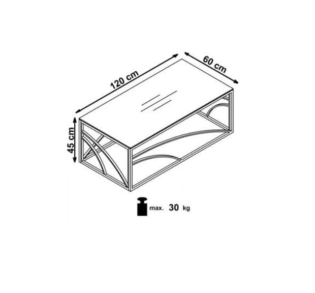 Masa de cafea din sticla si metal Unite Rectangle Auriu, L120xl60xH45 cm (6)