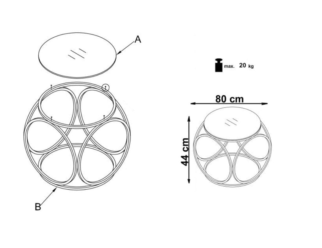 Masa de cafea din sticla si metal Venya Crom, Ø80xH44 cm (5)