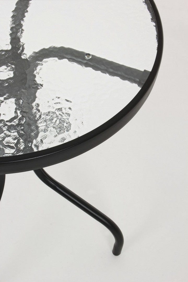 Masa de gradina / terasa din sticla si metal, Ripley Transparent / Negru, Ø60xH70 cm (1)