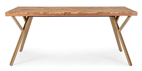 Masa din lemn de salcam si metal Raida Small Natural / Auriu, L180xl90xH76 cm (1)