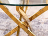 Masa rotunda din sticla si metal, Agalia Transparent / Auriu, Ø90xH75 cm (5)