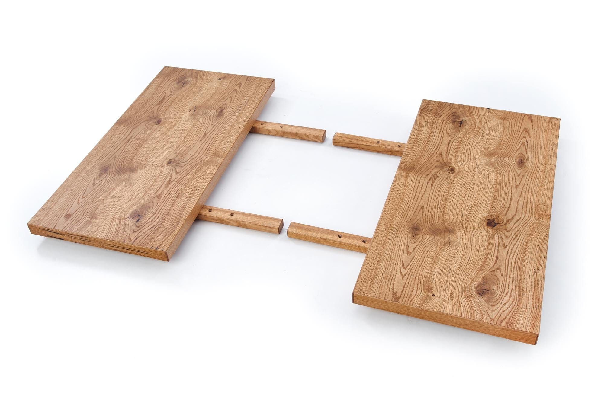 Masa extensibila din lemn, furnir si metal, Xenos Stejar Deschis / Negru, L160-250xl90xH76 cm (12)