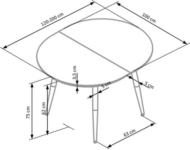 Masa extensibila din MDF si metal, Edvard Alb / Stejar San Remo, L120-200xl100xH75 cm (10)