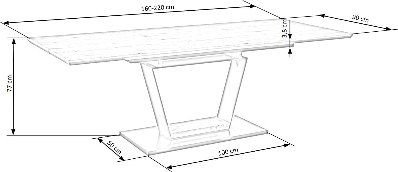 Masa extensibila din MDF, Urbianis Stejar Auriu / Negru, L160-220xl90xH77 cm (11)