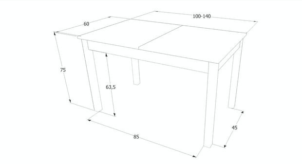 Masa extensibila din pal, Henri Small Antracit / Alb, L100-140xl60xH75 cm (1)