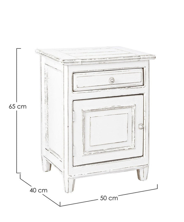 Noptiera din lemn de mango si MDF, cu 1 sertar si 1 usa, Colette Left Alb Antichizat, l50xA40xH65 cm (4)