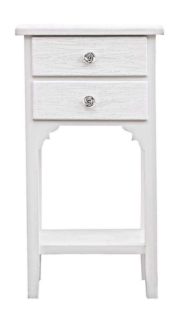 Noptiera din MDF, cu 2 sertare Blanc Alb, l37xA26,5xH69,5 cm (1)