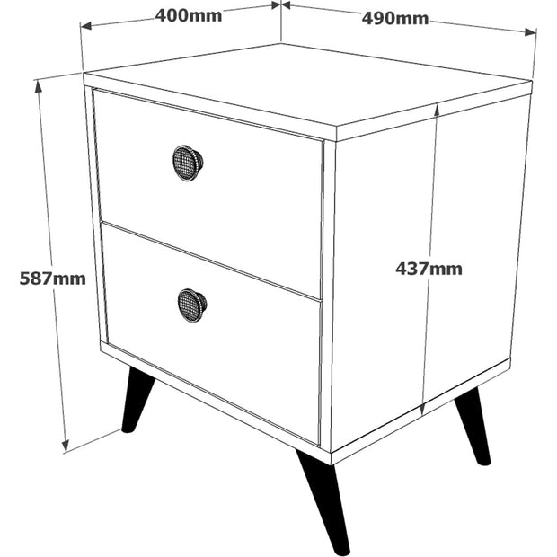 Noptiera din pal si lemn, cu 2 sertare Vilamo VL67-222 Antracit / Natural, l49xA40xH58,7 cm (3)