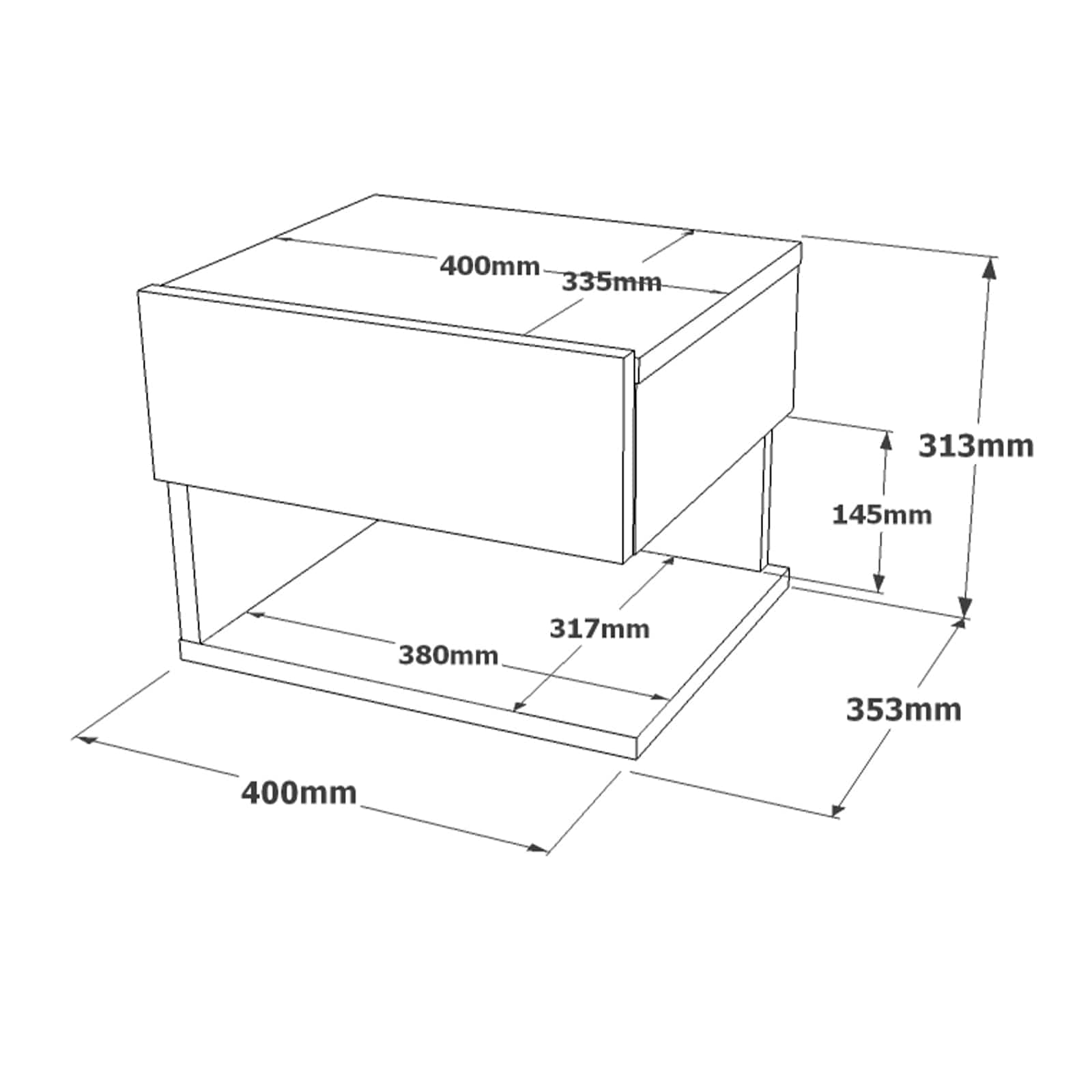 Asir Noptiera suspendata din pal, cu 1 sertar Luvio LV27-RT Gri Deschis, l40xA35,3xH31,3 cm