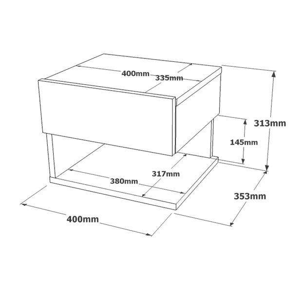 Asir Noptiera suspendata din pal, cu 1 sertar Luvio LV27-RT Gri Deschis, l40xA35,3xH31,3 cm