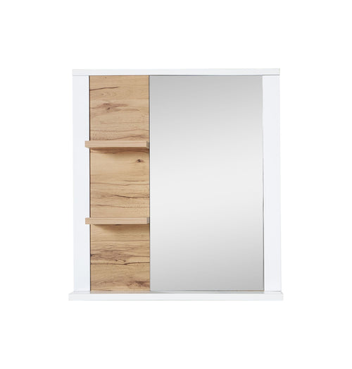 Innostyle Oglinda decorativa cu 2 etajere din pal si MDF, Selina Alb / Natur, l73xA15xH80 cm