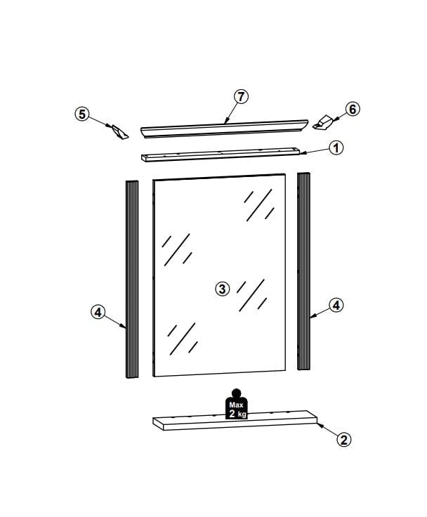 Innostyle Oglinda decorativa cu rama din MDF, Jessie Grafit, l65xH83 cm