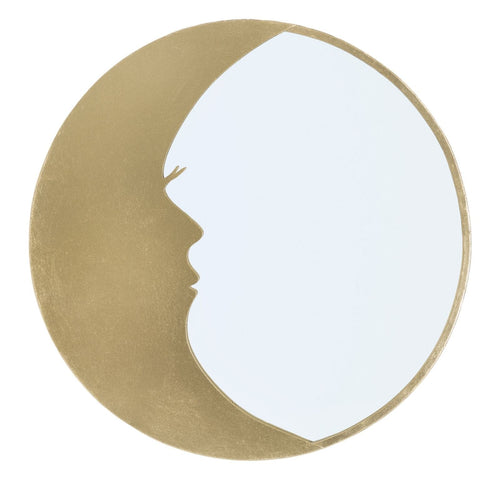 Oglinda decorativa cu rama metalica, Moon Auriu, Ø72,5 cm