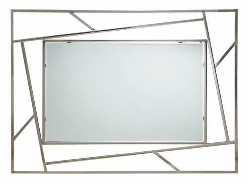 Oglinda decorativa cu rama metalica, Rayan Rectangle Crom, l120xH90 cm