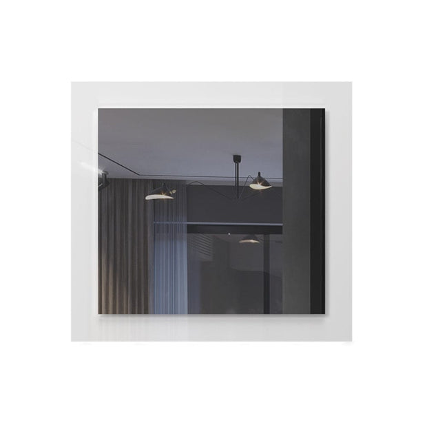 Oglinda decorativa cu rama din pal si LED inclus, Avis OG Alb, l76xH82 cm