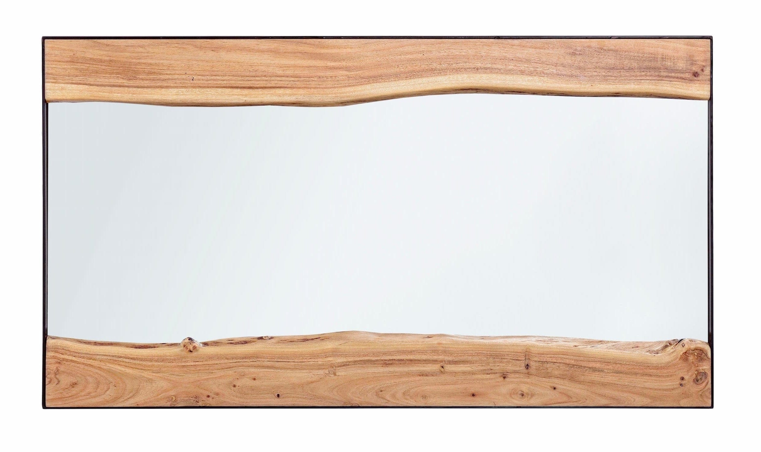 Oglinda decorativa din lemn si metal, Artur Natural / Negru, l140xH80 cm