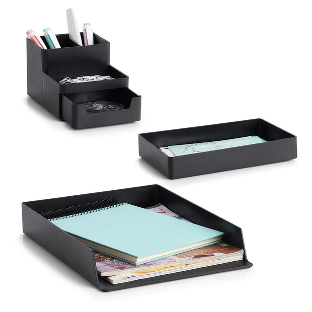 Zeller Organizator pentru birou, din plastic, Free Negru, l15,5xA11,2xH9,5 cm