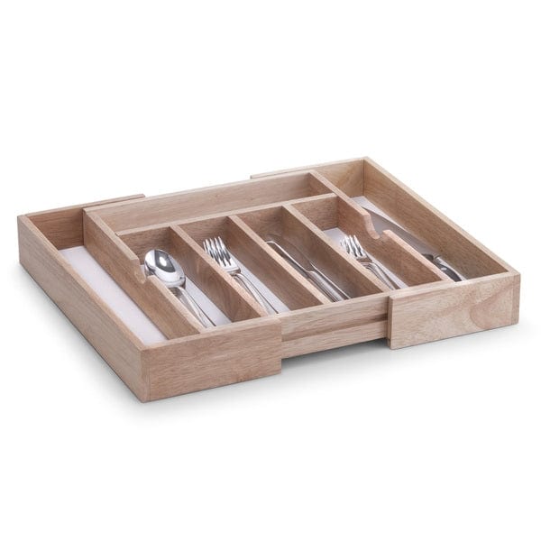 Organizator pentru tacamuri, cu 5-7 compartimente, din lemn si melamina, Cutlery Natural, l31,5-50xA38xH6 cm