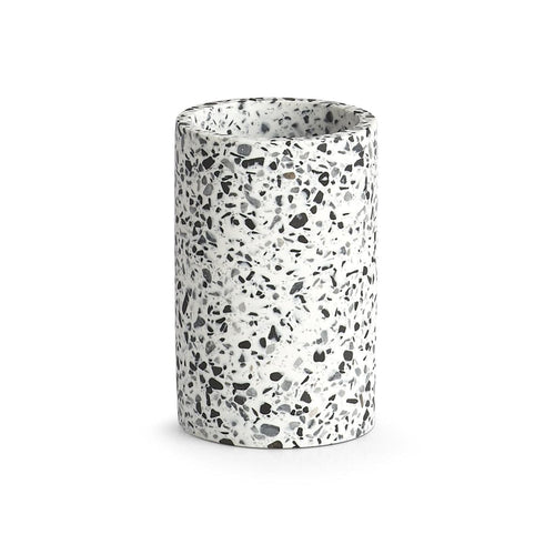 Pahar din polirasina pentru periuta de dinti, Terrazzo Alb / Negru, Ø6,9xH10,8 cm