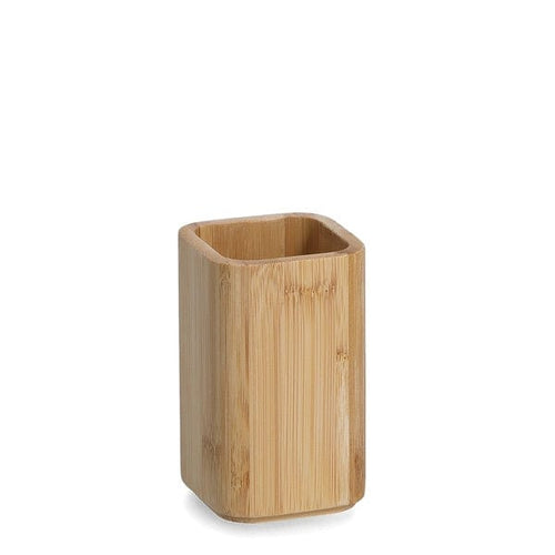 Pahar pentru periuta de dinti, din bambus, Bamboo Natural, L7xl7xH11,4 cm