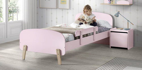 Pat din lemn de pin si MDF cu protectie, pentru copii Kiddy Roz, 200 x 90 cm