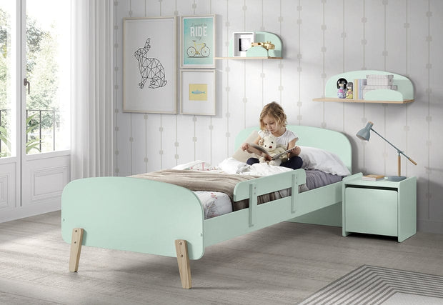 Pat din lemn de pin si MDF pentru copii Kiddy Verde Mint, 200 x 90 cm (2)