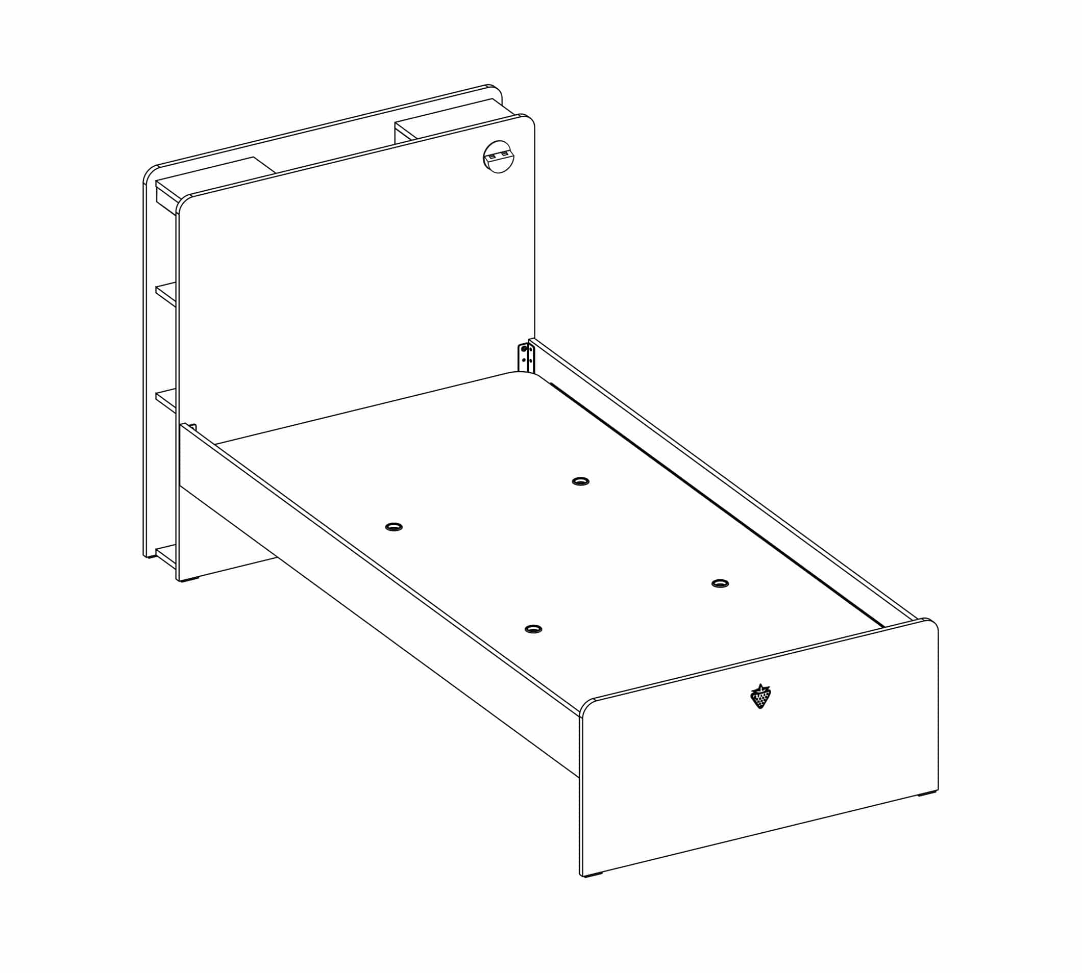 Pat din pal cu sertar pentru tineret White, 200 x 100 cm (8)