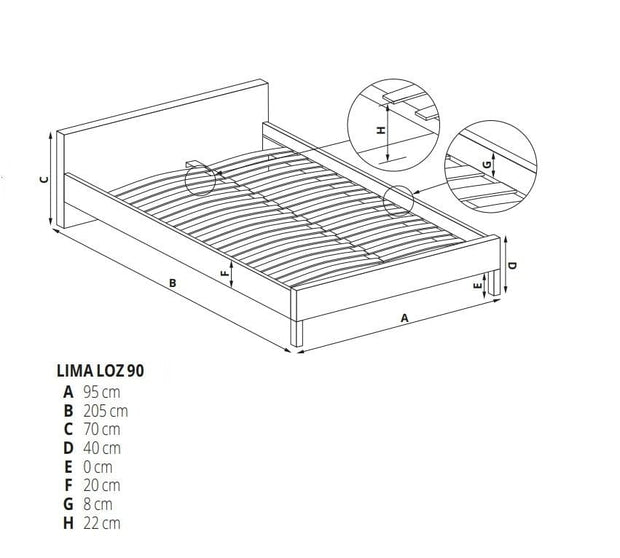 Pat din pal Liamis Loz Stejar Sonoma-200 x 90 cm (1)