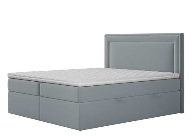 Pat rabatabil cu lada de depozitare, tapitat cu stofa Annecy Boxspring Velvet Urban Grey, topper Visco inclus, 200 x 160 cm (1)