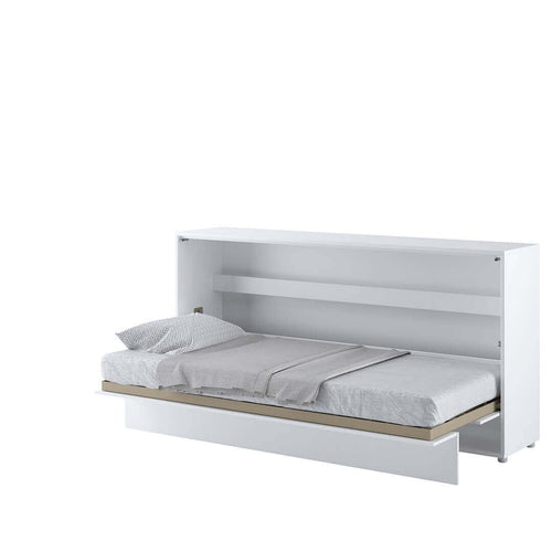 Lenart Pat rabatabil pe perete, cu mecanism pneumatic si somiera inclusa, Bed Concept Horizontal Alb Lucios, 200 x 90 cm