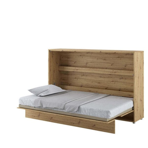 Lenart Pat rabatabil pe perete, cu mecanism pneumatic si somiera inclusa, Bed Concept Horizontal Stejar Artisan, 200 x 120 cm