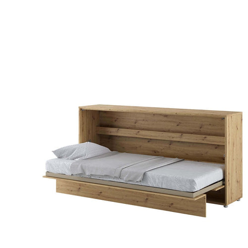 Lenart Pat rabatabil pe perete, cu mecanism pneumatic si somiera inclusa, Bed Concept Horizontal Stejar Artisan, 200 x 90 cm