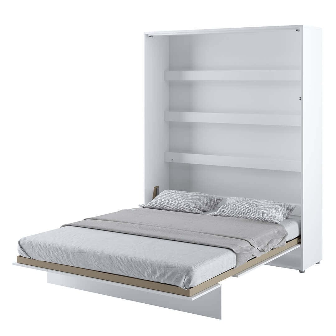 Lenart Pat rabatabil pe perete, cu mecanism pneumatic si somiera inclusa, Bed Concept Vertical Alb Lucios, 200 x 160 cm