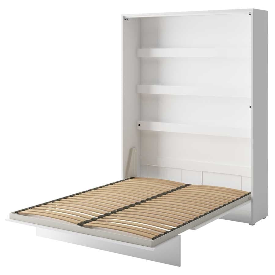 Pat rabatabil pe perete, cu mecanism pneumatic si somiera inclusa, Bed Concept Vertical Alb Mat, 200 x 160 cm (1)