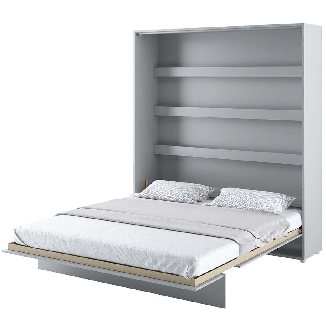 Lenart Pat rabatabil pe perete, cu mecanism pneumatic si somiera inclusa, Bed Concept Vertical Gri Mat, 200 x 180 cm