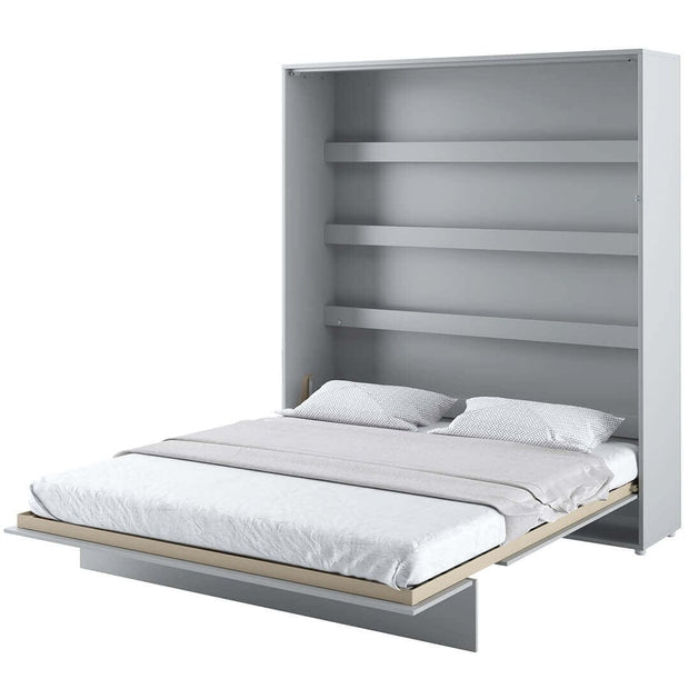 Lenart Pat rabatabil pe perete, cu mecanism pneumatic si somiera inclusa, Bed Concept Vertical Gri Mat, 200 x 180 cm