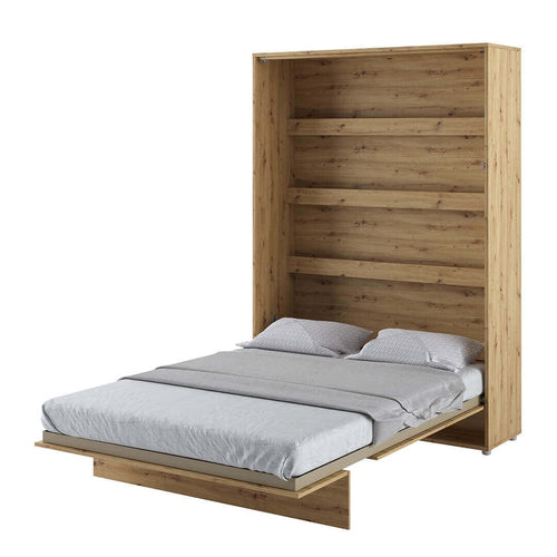 Lenart Pat rabatabil pe perete, cu mecanism pneumatic si somiera inclusa, Bed Concept Vertical Stejar Artisan, 200 x 140 cm