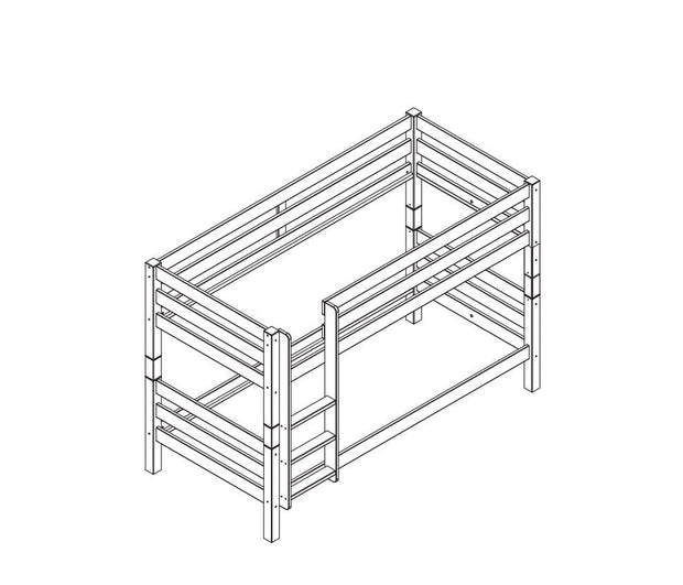 Pat supraetajat din lemn de pin pentru copii Pino Small Alb, 200 x 90 cm (2)