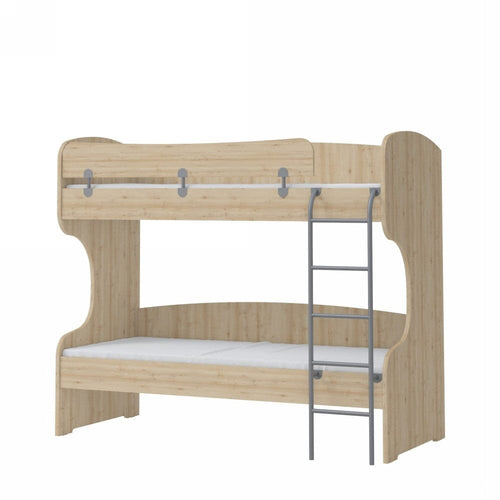 Pat supraetajat din pal, pentru copii, Kiki KRSP Fag, 200 x 90 cm & JLASR-KIKI-BUNK-BED-KRSP-BEECH