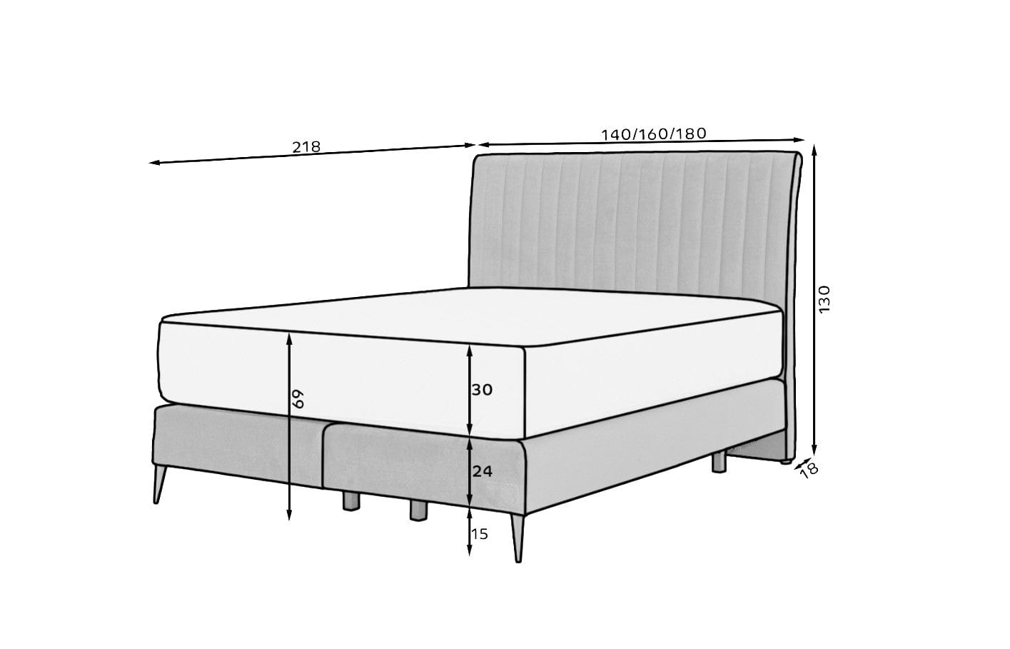 Pat tapitat cu stofa, Blanks Boxspring Sola / Lukso (11)