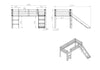 Pat etajat din lemn de pin, cu topogan pentru copii Pino Plus Astro Alb, 200 x 90 cm (6)