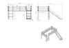 Pat etajat din lemn de pin, cu tunel si tobogan pentru copii Pino Plus Spring Alb, 200 x 90 cm (7)