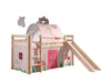 Pat etajat din lemn de pin, cu tunel si tobogan pentru copii Pino Spring Natural, 200 x 90 cm (1)