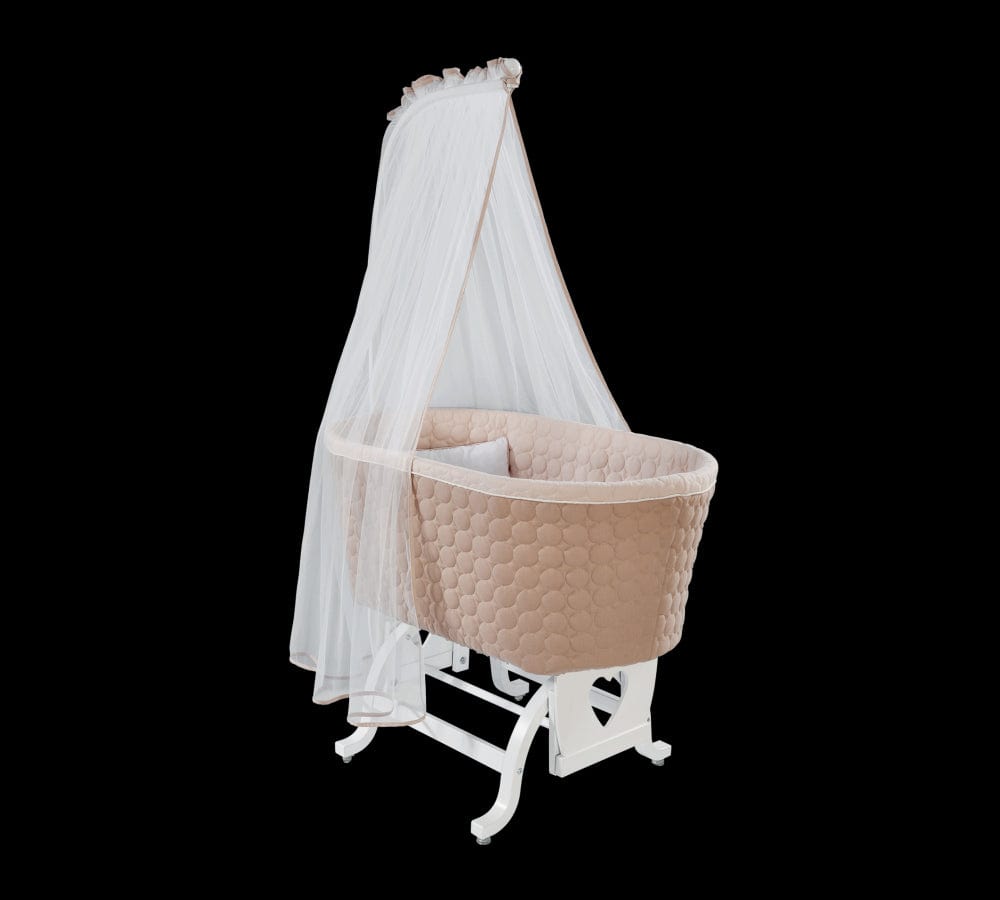 Patut cu sistem de leganare, pentru bebe Baby Cotton White / Cream, 80 x 45 cm